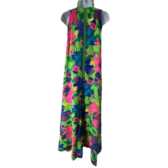 Vintage Rare 1960’s Psychedelic Vibrant Floral Hawaiian A-Line  Maxi Dress Small - Picture 8 of 13